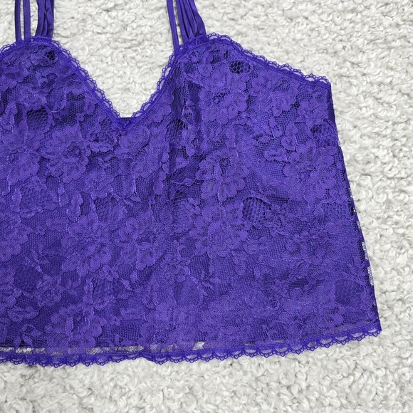 Vintage Victorias Secrets Tank Top Cami Size P Purple Lace Crop Whimsigoth Fairy - Picture 2 of 11